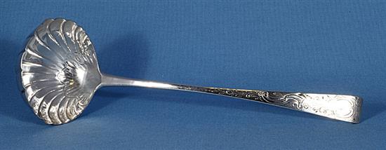 A George III Irish silver soup ladle, by Michael Keating, length 330mm Weight 5.3oz/167grms